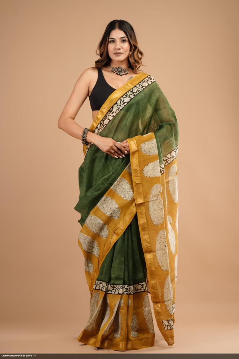 Bagru Print Maheshwari Sarees