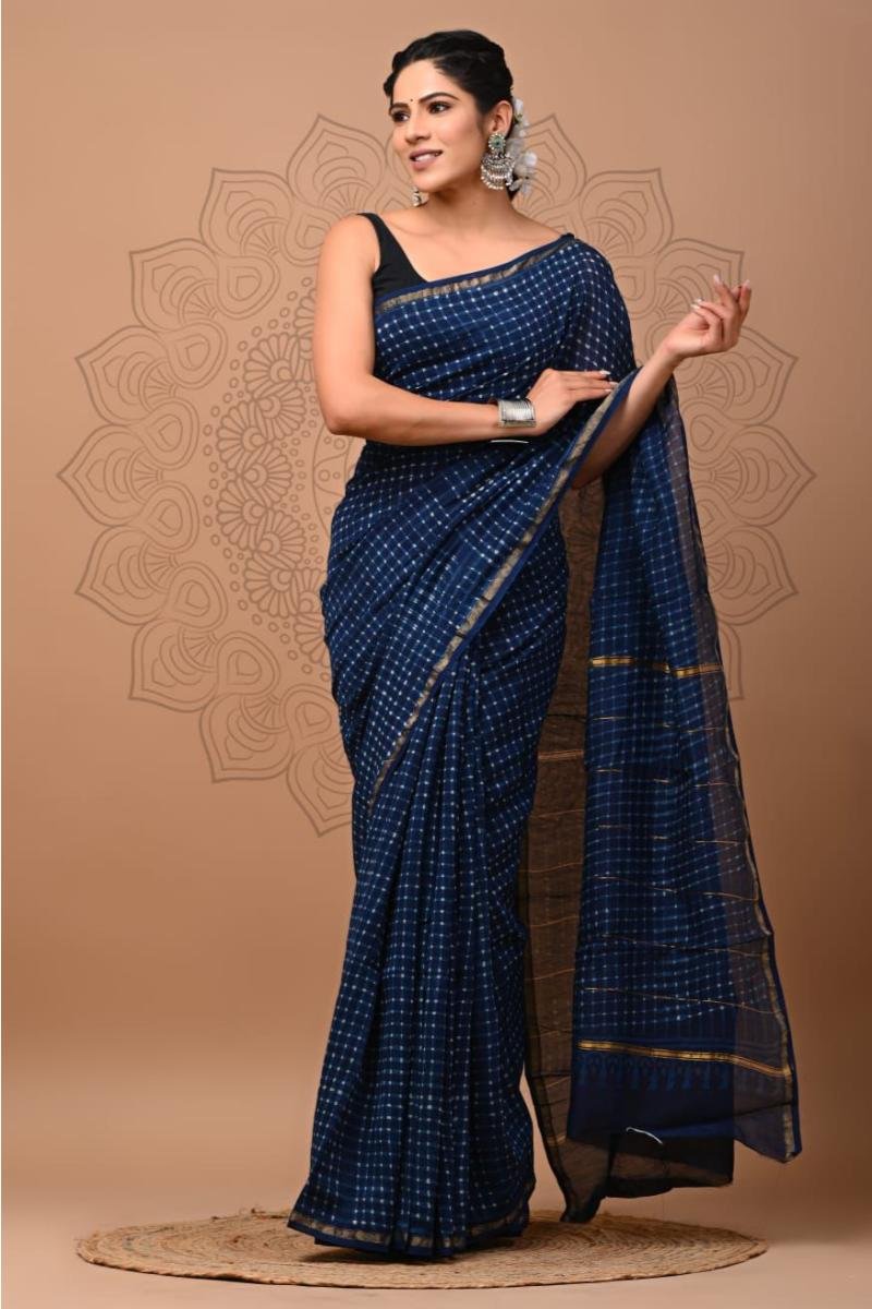 Indigo Chanderi Cotton Silk Sarees