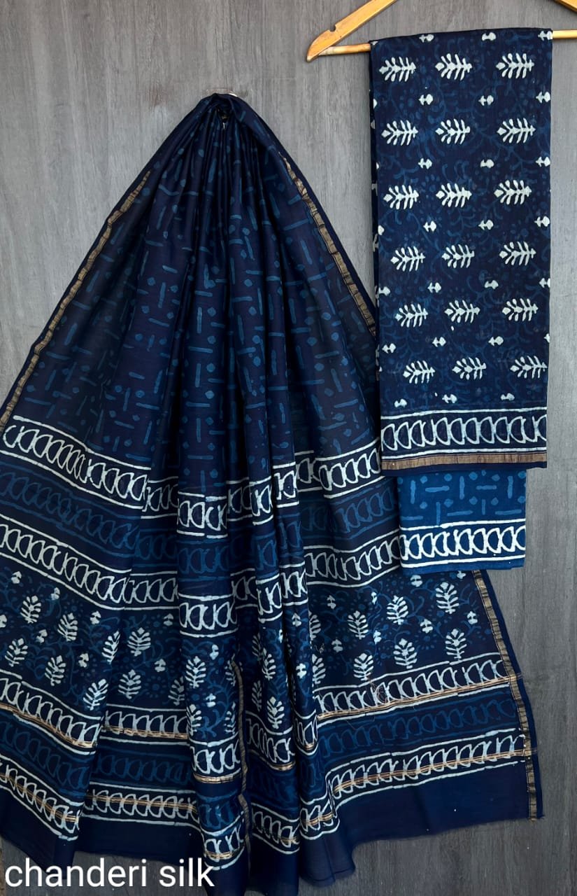 Indigo Chanderi Silk Materials