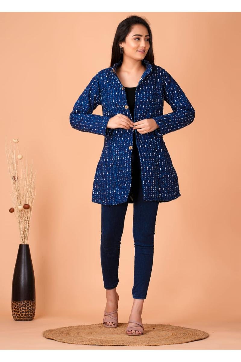 hand block printed winter jacket