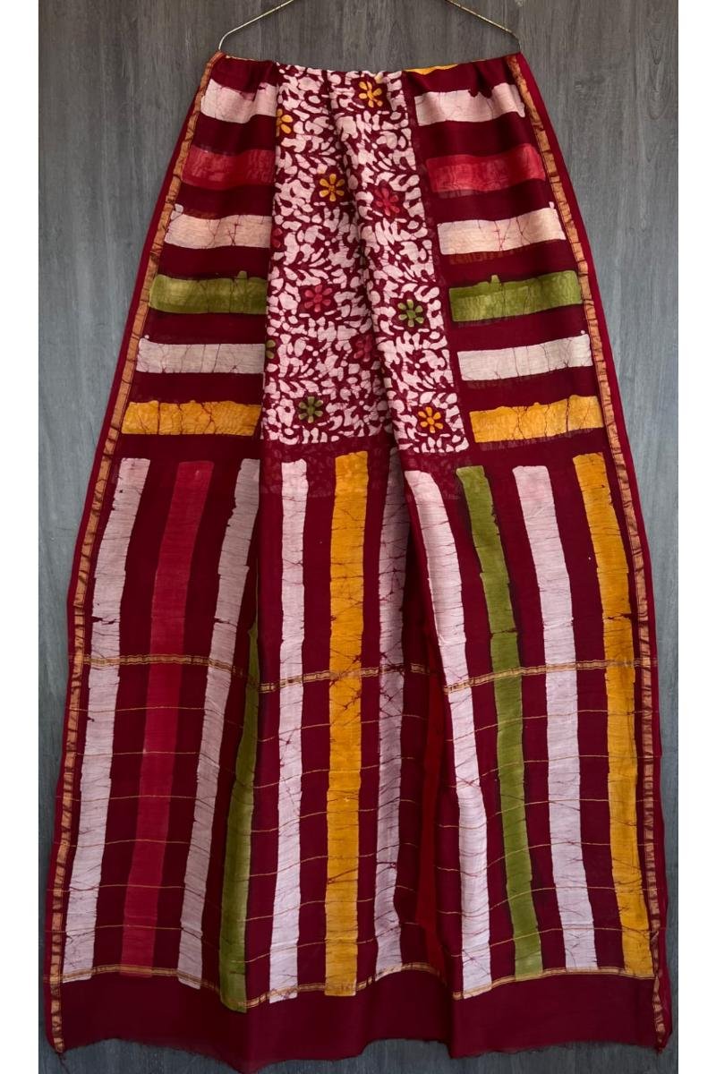 Batik Print Chanderi Silk Sarees