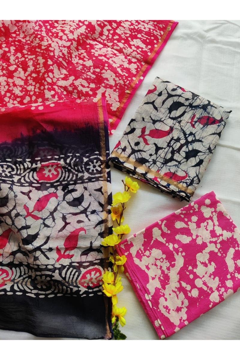 Batik Print Chanderi Suit Fabric